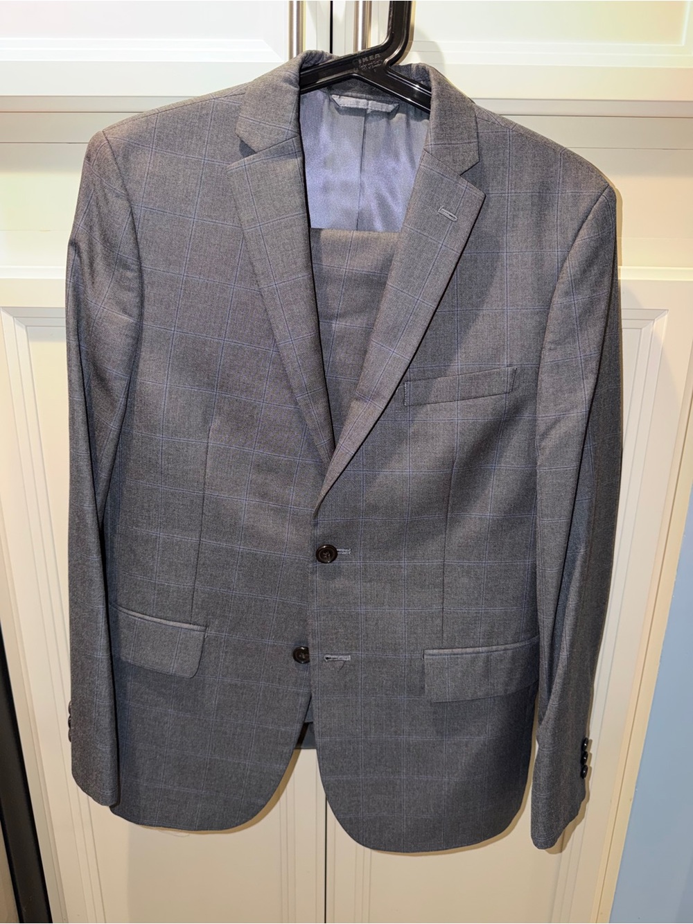 Young men size 18 Gray Windowpane Suit Blazer - Classic Tailored Fit